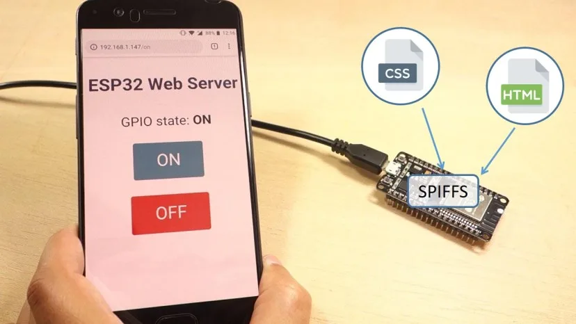 Bài 10: ESP32 Web Server using SPIFFS (SPI Flash File System)